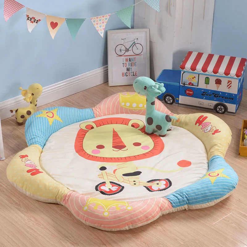 

Petal Shaped Baby Game Mat Children Climbing Blanket Cartoon Pattern Protective Cushion Bedroom Living Room Rug Bedside Pad