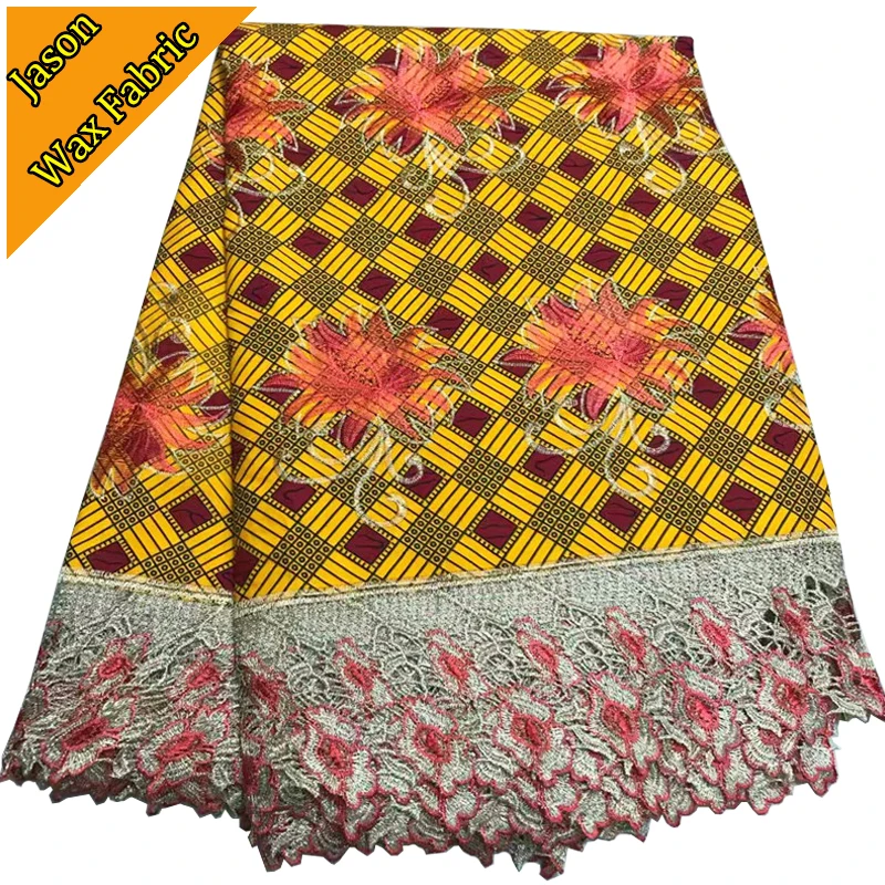 

2017 new arrival ankara lace fabric 6yards African Wax Lace /Nigerian Lace Fabrics For sewing Super wax lace Jacquard pattern