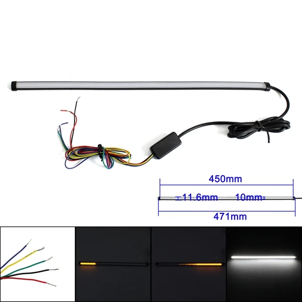 29 см, 45 см, 60 см, Светодиодная лента для мотоцикла, на стоп-сигнал, тормозной светильник, переключатель, стробоскоп, задний светильник, сигналы поворота - Цвет: 45cm white light