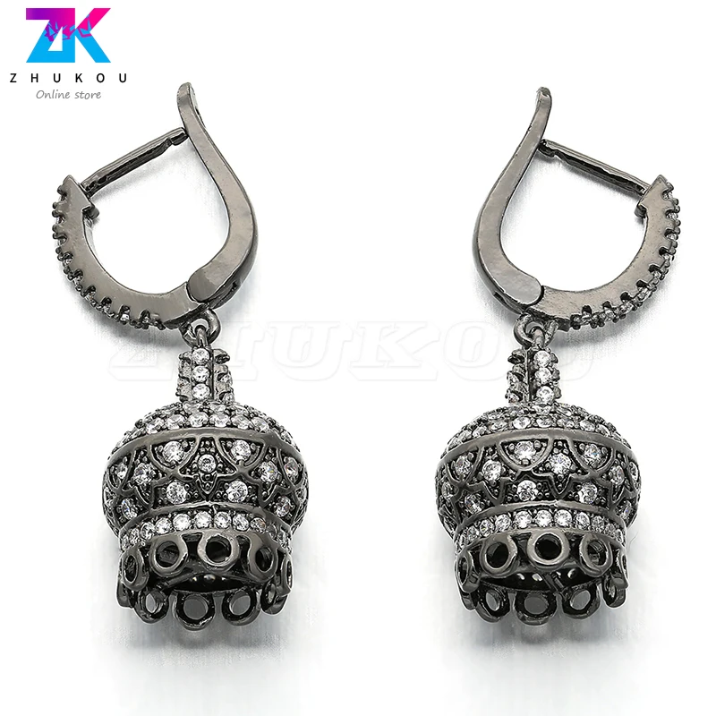 

3 pairs 12*32mm Sparkling High Quality Brass Cubic Zirconia Tassel Caps Pendant for Diy Jewelry Findings, Hole: 8mm, Model:VM16