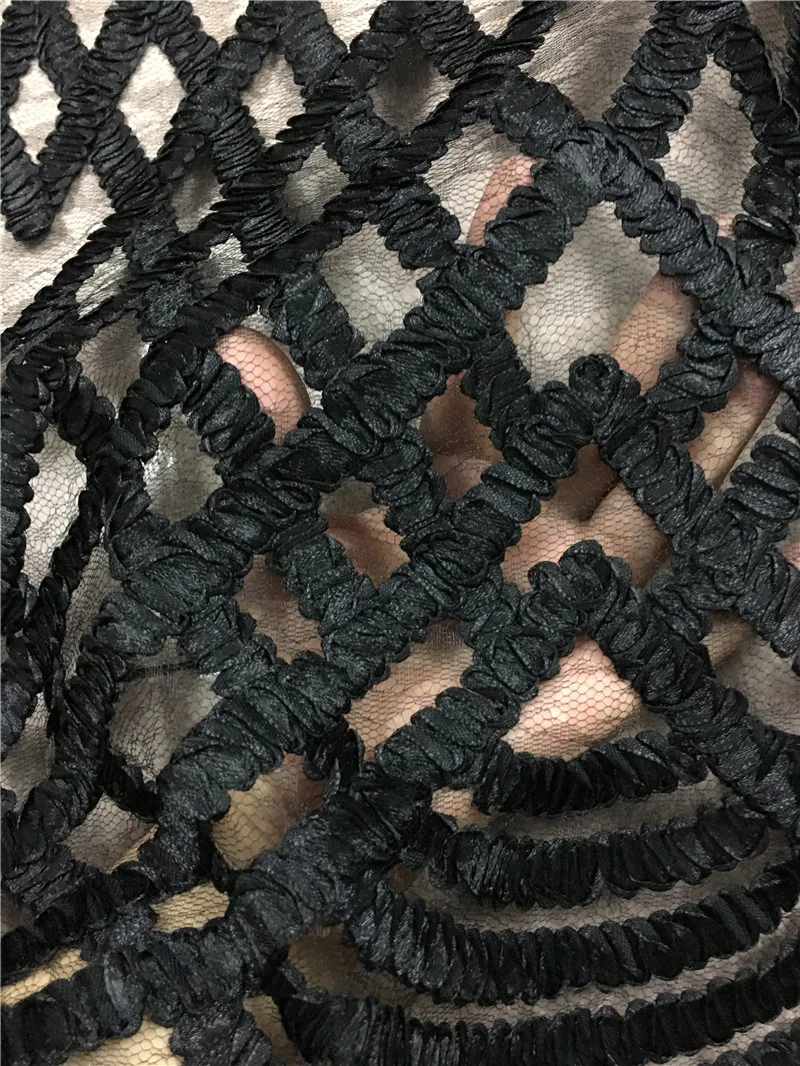 

H-181099 Black color Pretty design High Quality African Lace Fabric Tulle Lace Fabric Nigerian Tulle Lace Fabric