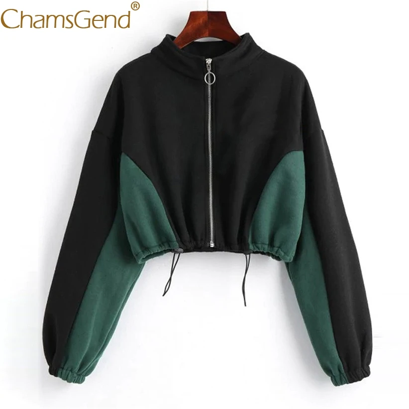 

Drop Shipping Sweatshirts Women Coat Autumn Winter Short Zipper Jacket Female Long Sleeve Sweatshirts Crop Top 80813