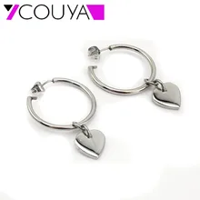 New Design Fashion Prevent allergy Steel Stud Earrings women Cute Heart Charms Tag round Earrings