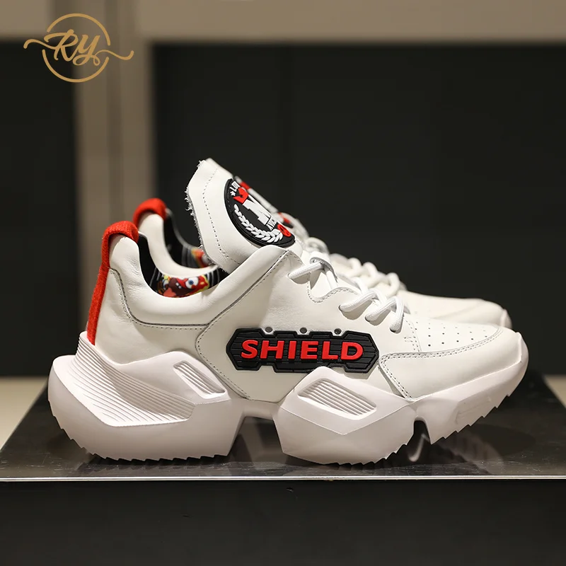 2018 Blanco Mujer Negro Plataforma Ry Genuino Deporte Negro relaa Zapatos Zapatillas Cuero blanco De wf5nxxSRYq