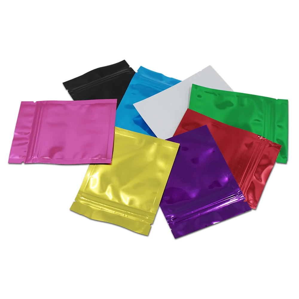 

200Pcs/lot 10*15cm Colorful Mylar Foil Zip Lock Package Bag Aluminum Foil Heat Seal Reclosable Grocery Food Packaging Pouch