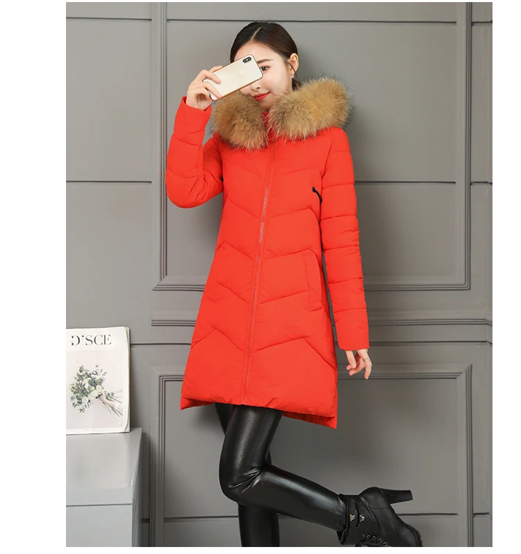 Jackets Women's Winter Long Jacket 2018 Cotton Padded Coat Women Fake Fur Collar Zipper Outwear Coats Female Slim Thick CH587 (9)