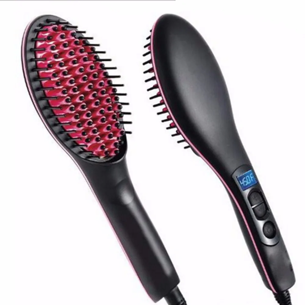 

Hair Straightener Brush Fast Straightening Electric Comb Flat Iron LCD Display Digital Heating Hair Brush