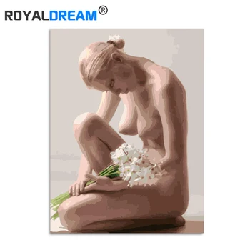 

ROYALDREAM Naked Girl DIY Digital Oil Painting By Numbers Europe Canvas Painting For Living Room Wall Art For Home Decor