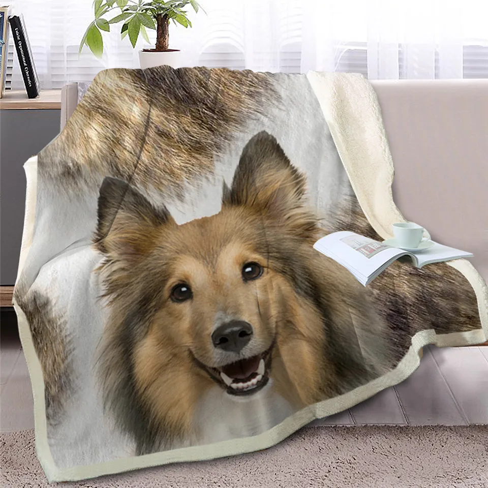 BlessLiving French Bulldog Sherpa Blanket on Bed Animal Dog Throw for Adult Brown Gray Bedding mantas para cama 150x200|Одеяла| |