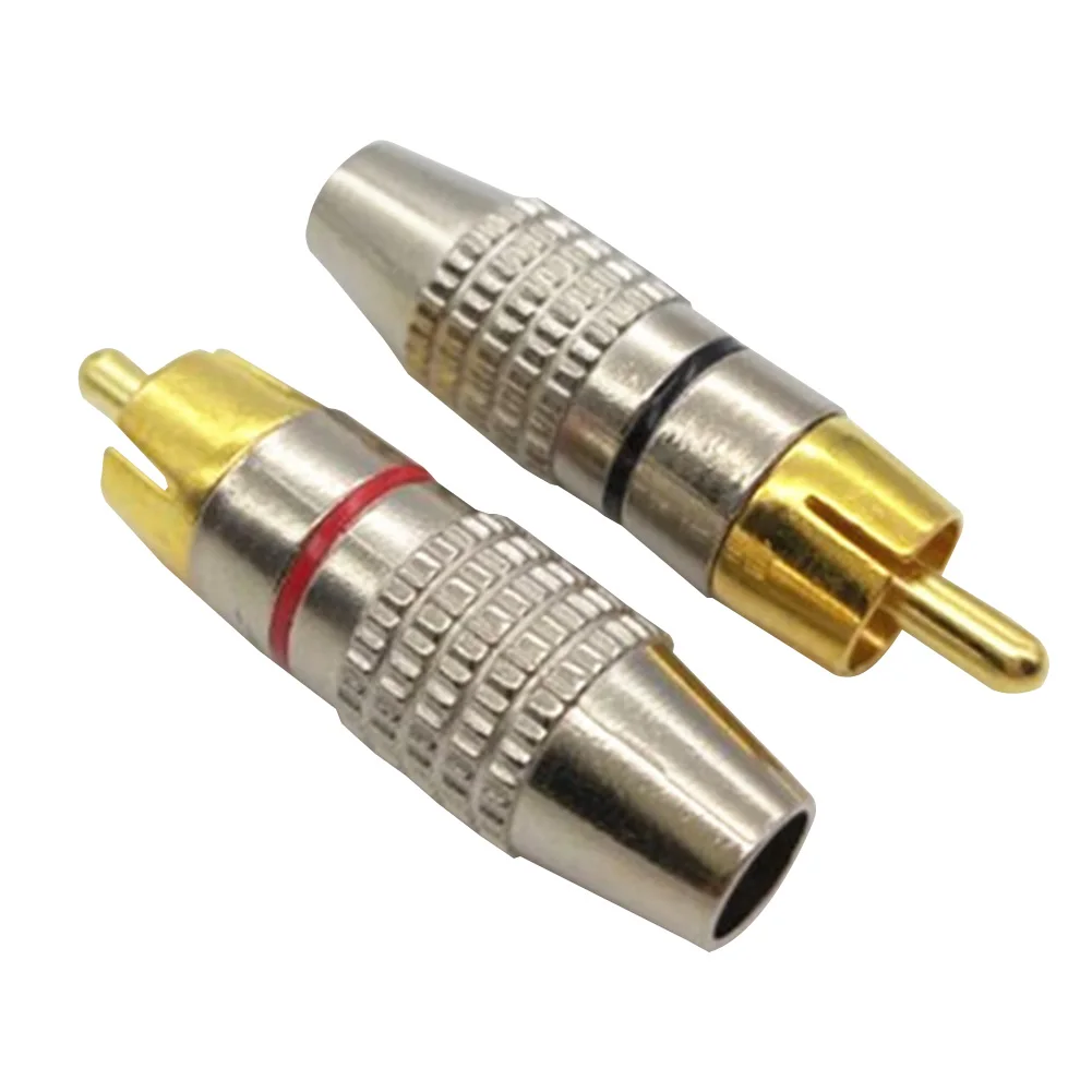

10pcs Audio Plug Gold Plated Metal Cable Connector Welding Free Soldering Locking Durable Phono Speaker Male Adapter For RCA