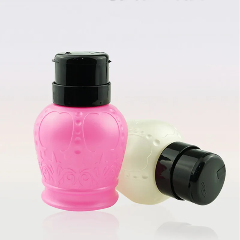 

1PC Full Beauty 200ml Empty Pump Dispenser Nail Tools Crown Shape Bottle for Liquid Alcohol Remover Cleaner Refillable Container