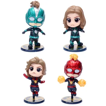 

Anime Avengers Captain Marvel Carol Danvers Q Version PVC Action Figure Collectible Model Kids Toys Doll Souvenirs 4pcs/set