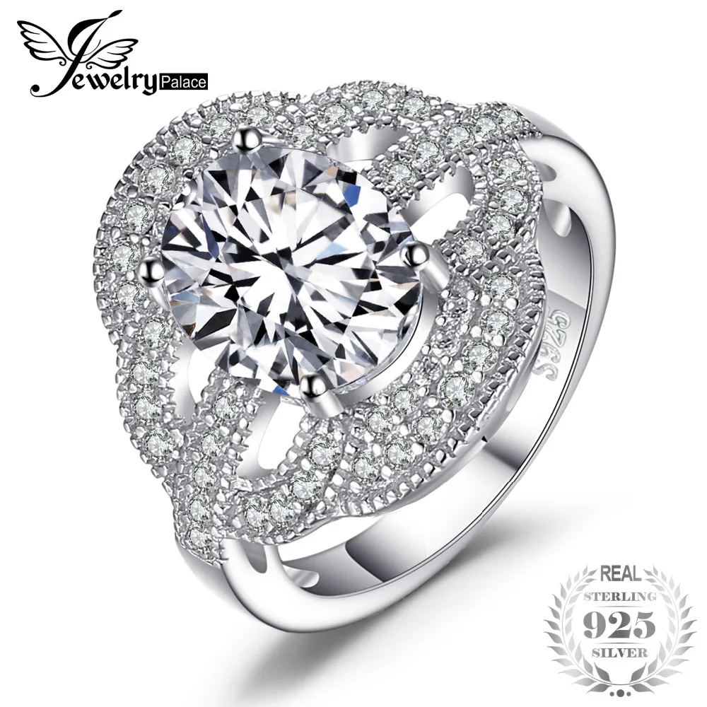 

JewelryPalace Luxury 3.8ct Cubic Zirconiae Engagement Rings For Women 925 Sterling Silver Fashion Wedding Jewelry Birthday Gift