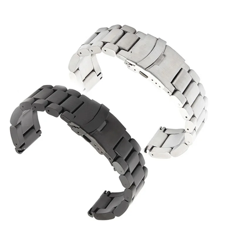 Fashion Solid Stainless Steel Band Luxury Mens Wrist Watch Strap Adjustable Replacement Tool High Quality 222426mm Watch Bands (7)