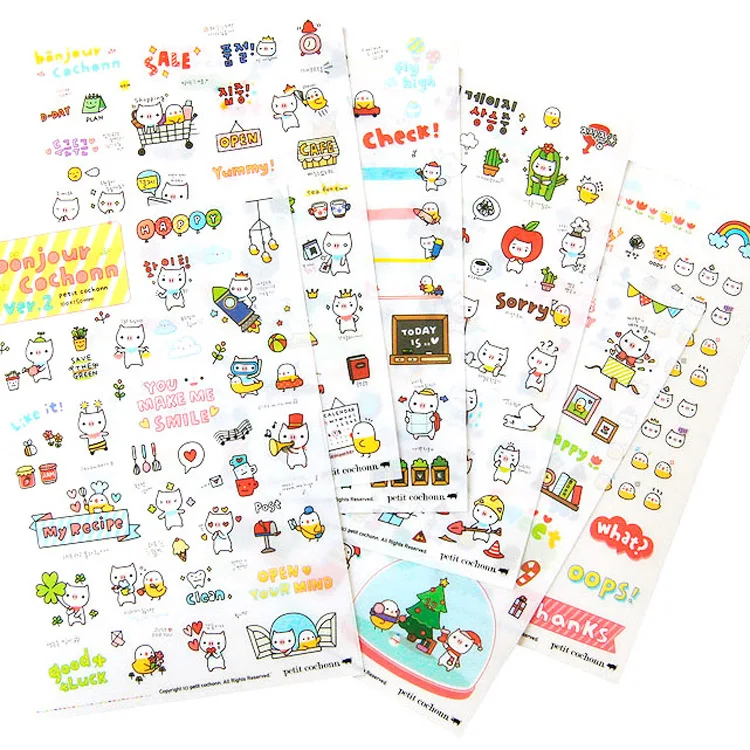 6 sheet set Korea petit cochon pig cute transparent stickers diary decorative stickers