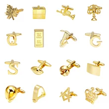 Роскошные золотые запонки 18 шариков/букв/динамиков/инопланетян дизайн высокого класса мужские деловые рубашки с запонками свадебные запонки, мужские украшения