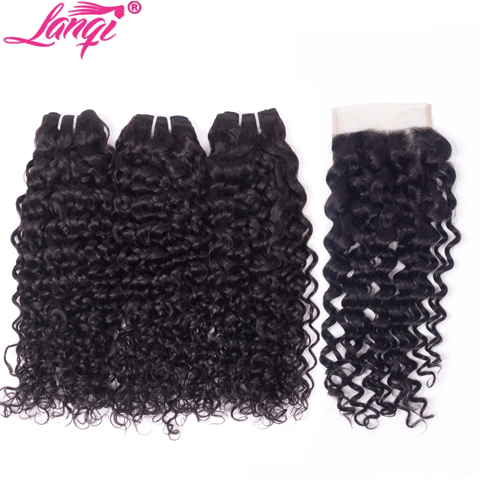 Water Wave Bundles With Closure Brazilian Hair Weave Bundles With
