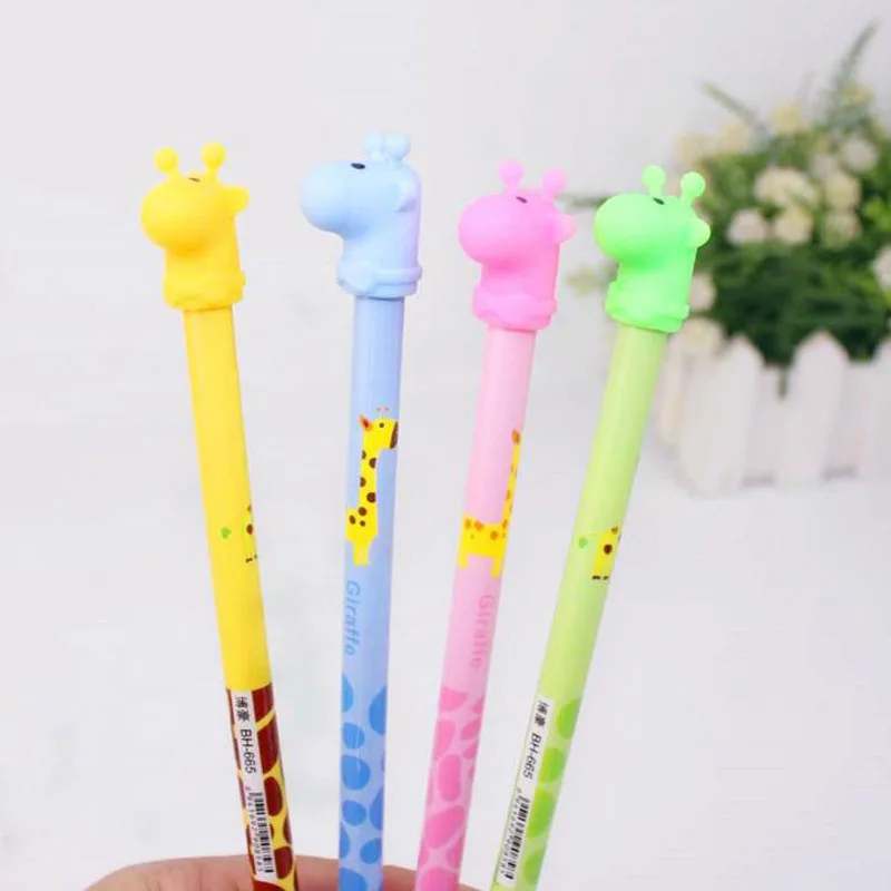 

4 Pcs Kawaii Giraffe Erasable Cartoon Animal Gel Pens Material Stationery Canetas School Office Supplies for Children
