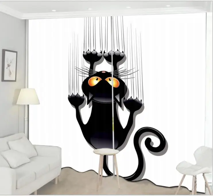 Занавеска на окно, кровать, комната, фиолетовая черно-белая кошка, роскошная затемненная Детская гостиная, декоративная Кортина, занавески, наволочка Rideaux