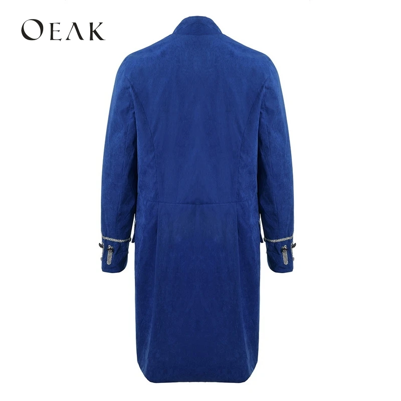 Oeak 3XL мужские винтажные однобортные длинные блейзеры воротник стойка Верхняя