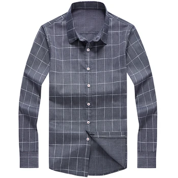 

Men's Shirt Long Sleeve Slim fit Shirts 2019 Spring New Casual Male Tops PLaid Shirts Blue Black Grey White 8646