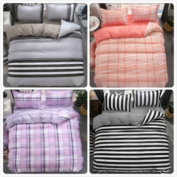 

Classical Concise Stripe Duvet Cover Sheet Pillowcase 3/4 pcs Bedding Set Adult Kid Soft Cotton Bed Linen Single Queen King Size