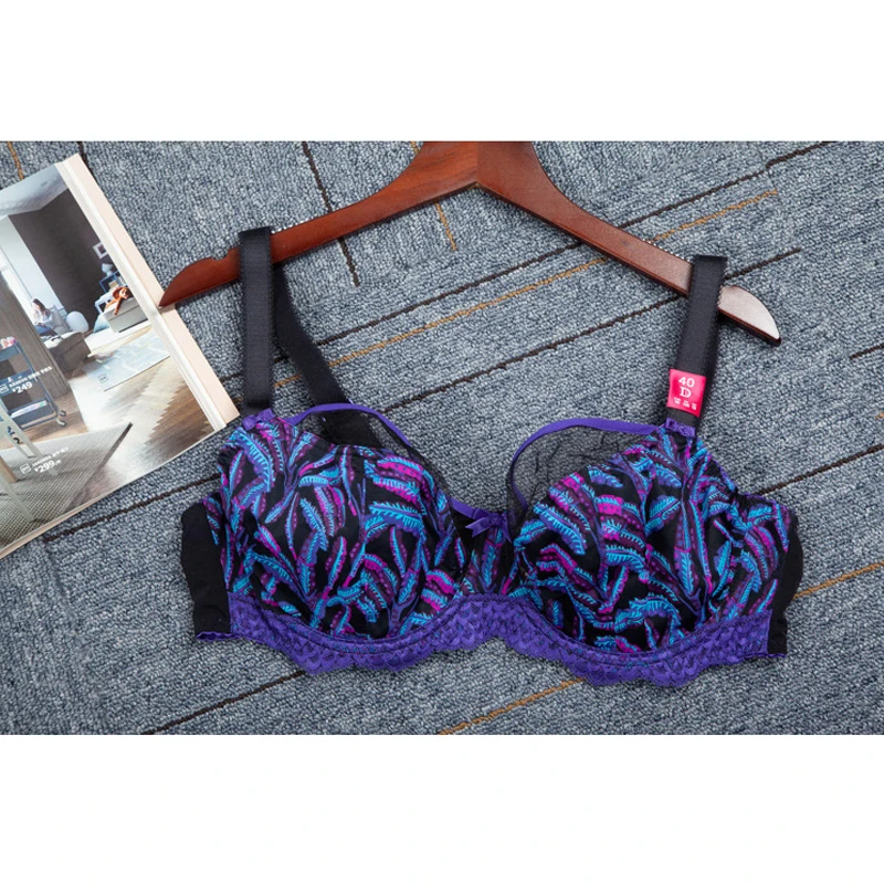 

Plus Size Women's Full Coverage Underwire Non-padded Lace Floral Unlined Bra Lingerie for Woman 30~40 D DD E F FF G