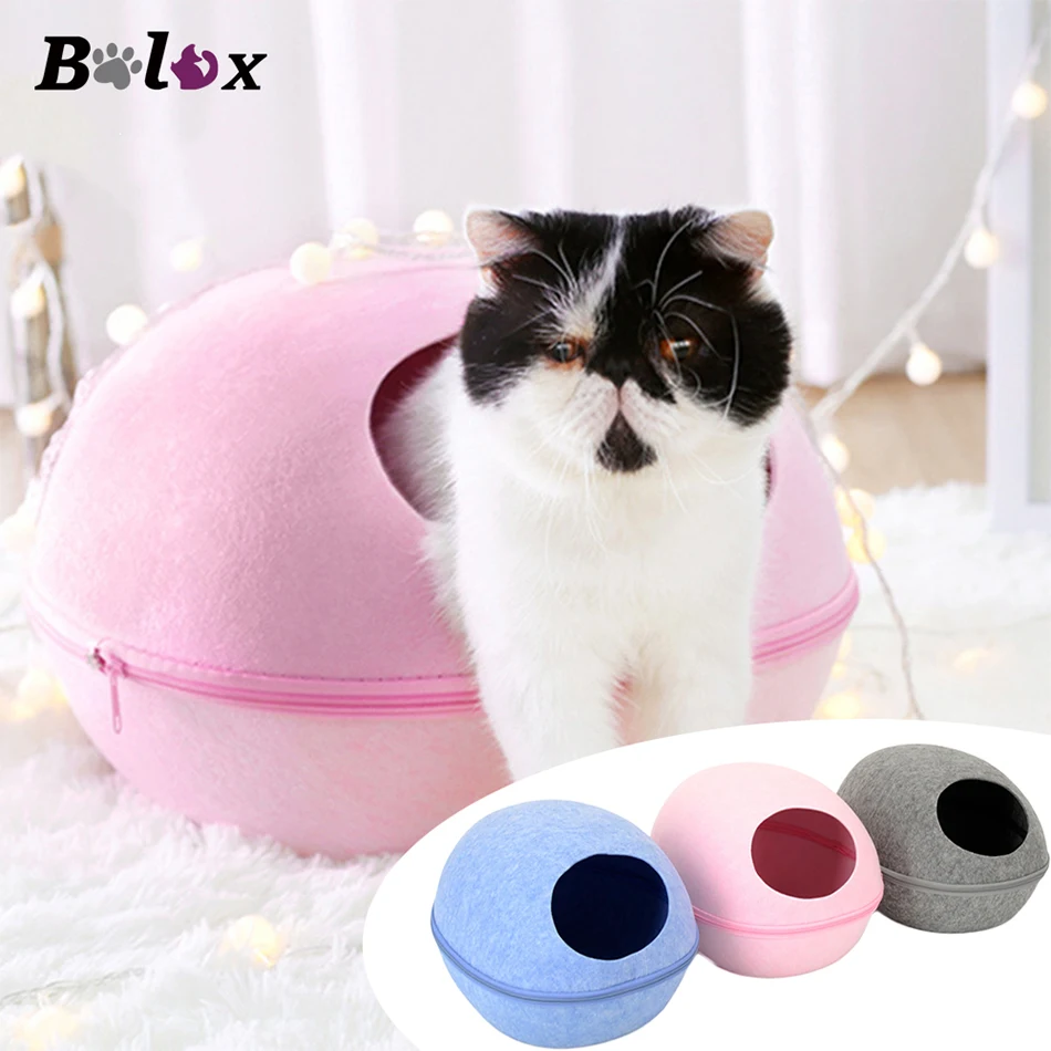 Spring Winter Cat Bed Solid Breathable Zipper Egg Shape All Around Nest Warm Pet House Kitten Kennel Cat Bed House Sleeping Bag