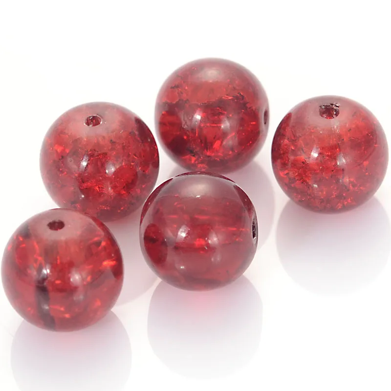 

85 Pcs Cracked Glass Round Bead 12mm Glass Crackled Spacer Loose Beads For Diy Jewelry Bracelet Making Accessories