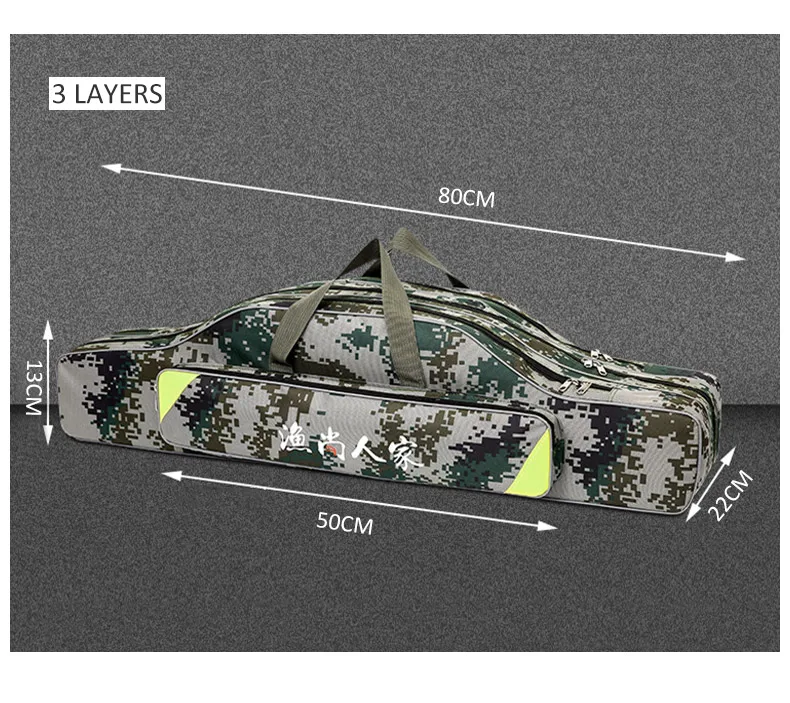 В руку, на плечо, на Рыболовная Сумка Портативный мешок рыболовной удочки 2/3 Слои 80/90/120 см хранения многофункциональный фонарик для использования вне дома, в походах сумка XA75G