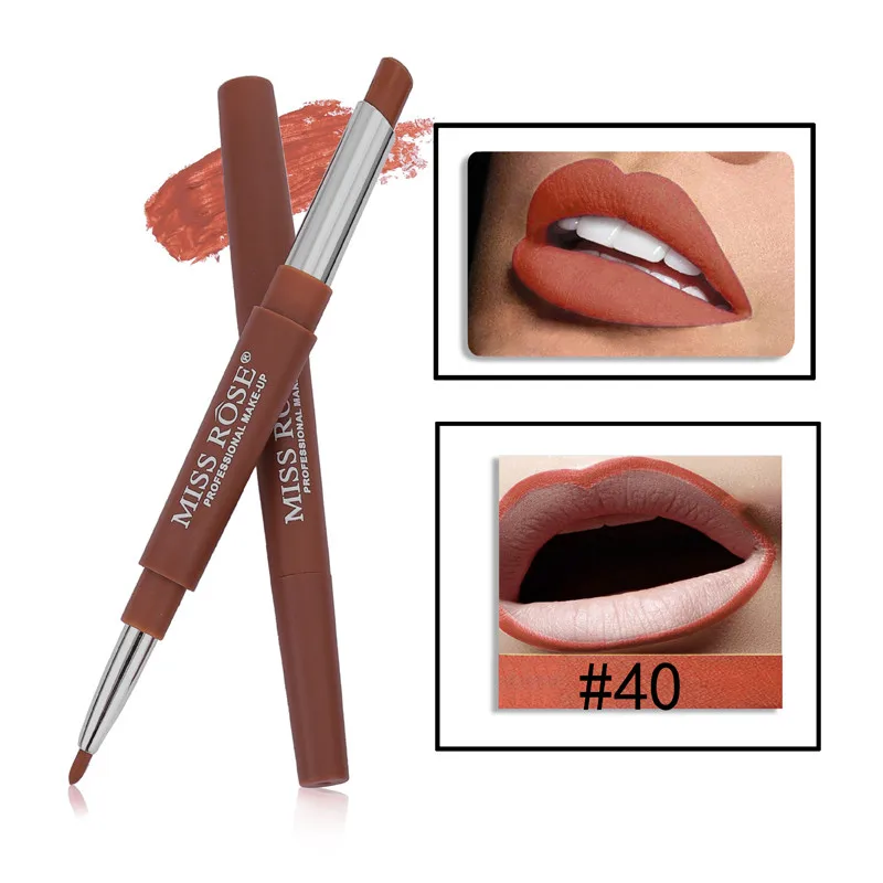40 8 Color Double-end Lip Makeup Lipstick Pencil Waterproof Long Lasting Tint Sexy Red Lip Stick Beauty Matte Liner Pen Lipstick