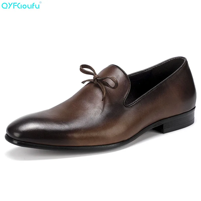 

Luxury Fashion Mens Leather Dress Shoes Italian Oxfords Genuine Leather Shoes Quality Cow Leather Slip On Formal Shoes
