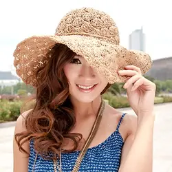 Новый Для женщин Летняя Пляжная соломенная шляпа сомбреро de Playa Mujer складной женское платье Шапки Дамы крючком фетровых Chapeu Feminino