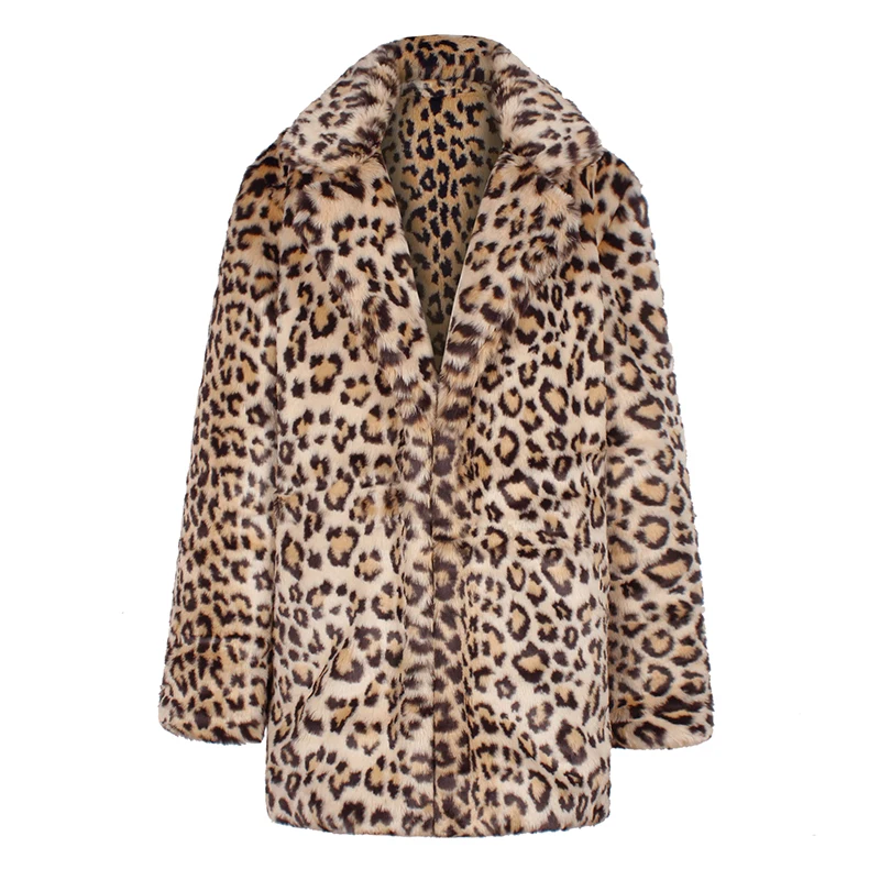 Осенне-зимняя женская куртка с леопардовым принтом из искусственного меха, длинное пальто с леопардовым принтом, куртка с длинным рукавом, парка, верхняя одежда для женщин