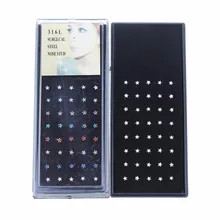 LOULEUR – Piercing chirurgical en acier inoxydable 316L, 40 pièces/lot, anneau de Nez en cristal, bijoux de corps, clous de Nez, Piercing sexuel