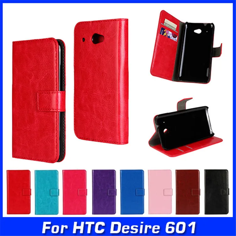 

Luxury Flip Wallet PU Leather Case Cover For HTC Desire 601 Dual Sim Zara Cell Phone Cases Back Cover With Card Holder Stand