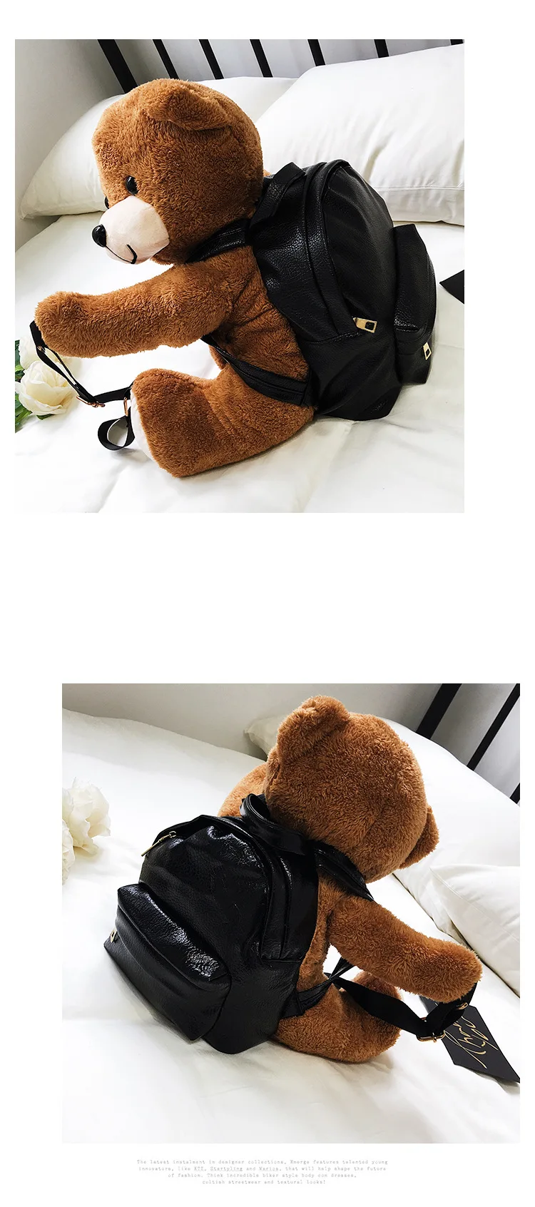 Зимний модный кожаный рюкзак для девочек, школьный рюкзак с Плюшевым Мехом и медведем, женский рюкзак для отдыха, женская сумка с животным принтом