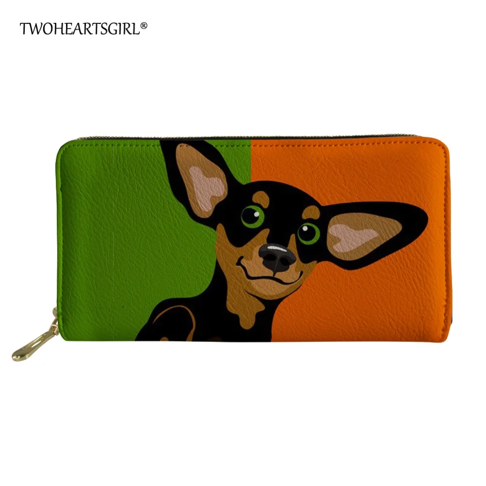 

Twoheartsgirl Colorful Women's Purse Cute Dachshund Dog Print Long Wallets Pu Leather Female Coin Clutch Card Holders Zipper