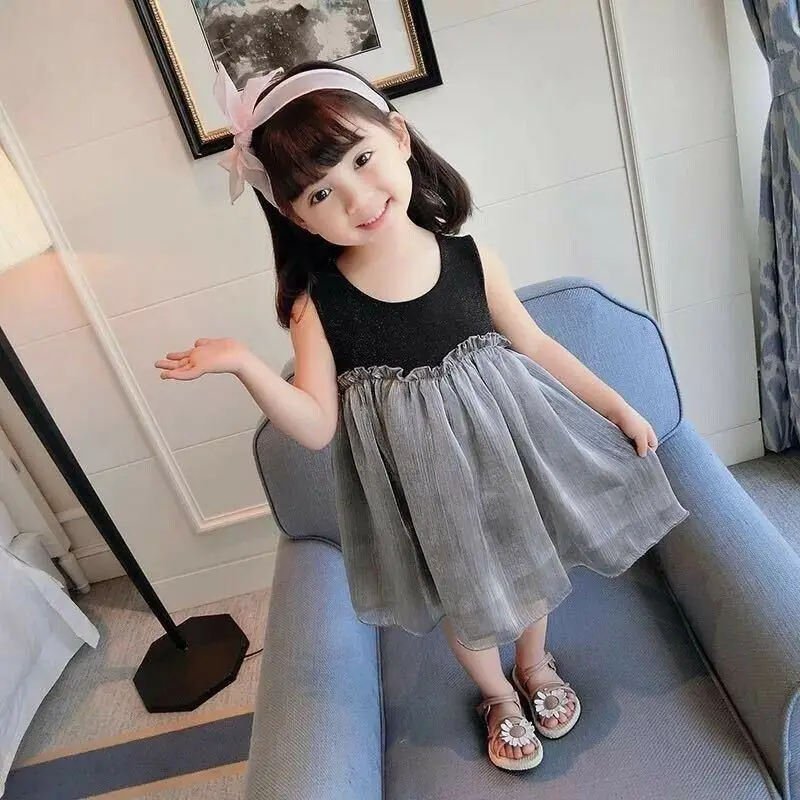 

IMCUTE Summer Toddler Black Sleeveless Lace Tulle Dresses Princess Party Peagant Dress Clothes for Baby Girl