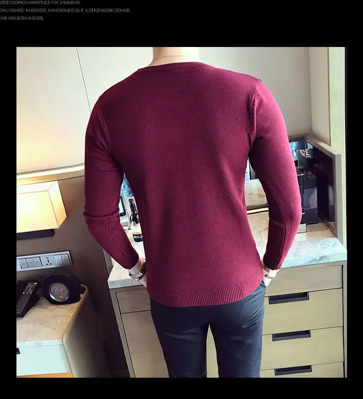 5 effen Kleur Slim Fit Trui Mannen Dunne Trui Masuclina Ronde Hals Pull Homme Koreaanse Mannen Mode Trui Zwart Wit rood Navy