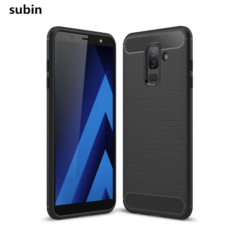 Для samsung Galaxy J8 2018 случаев крышка из углеродного волокна Текстура мягкая