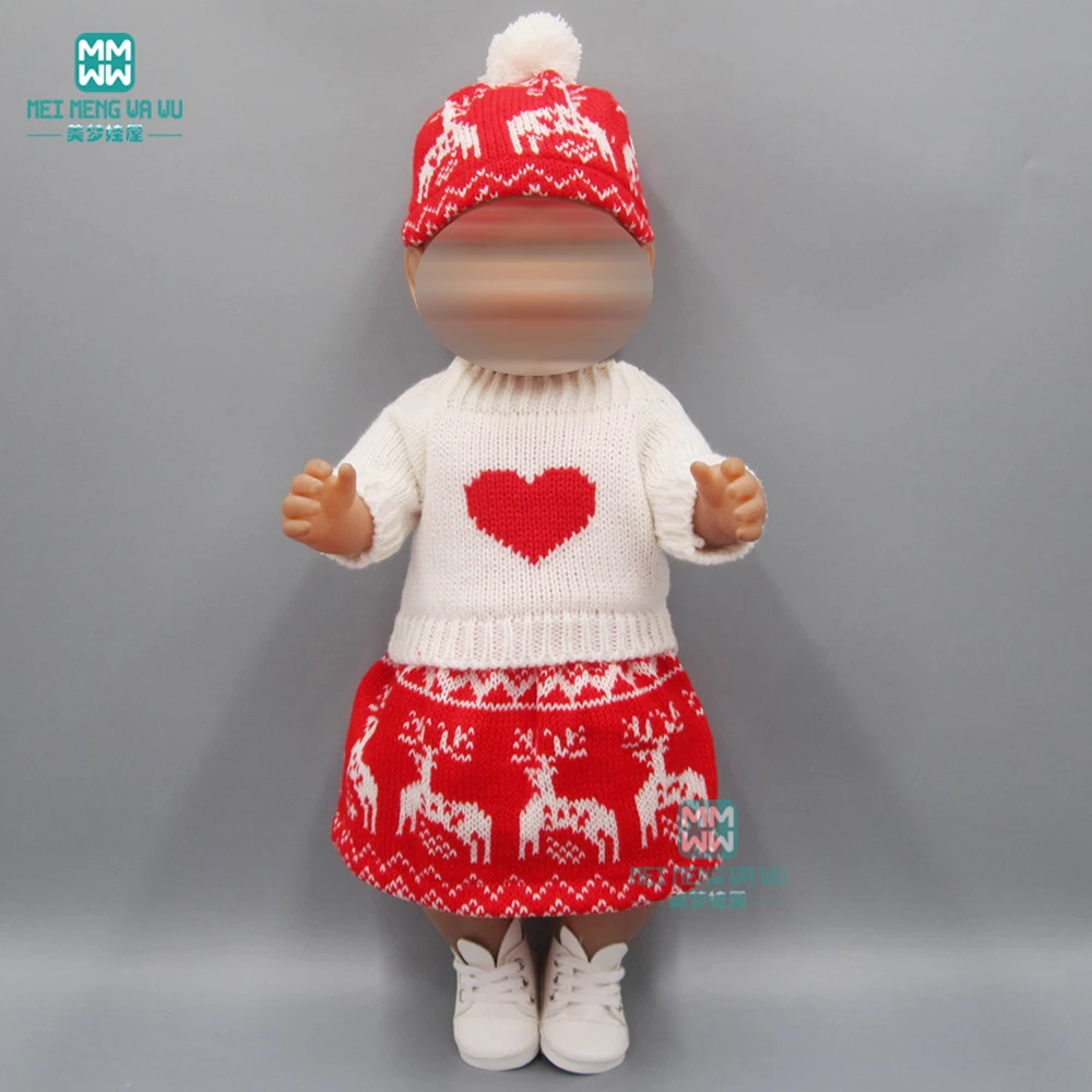Кукольная одежда для 43 см аксессуары для куклы и 45 см Американская кукла белый свитер из трех предметов