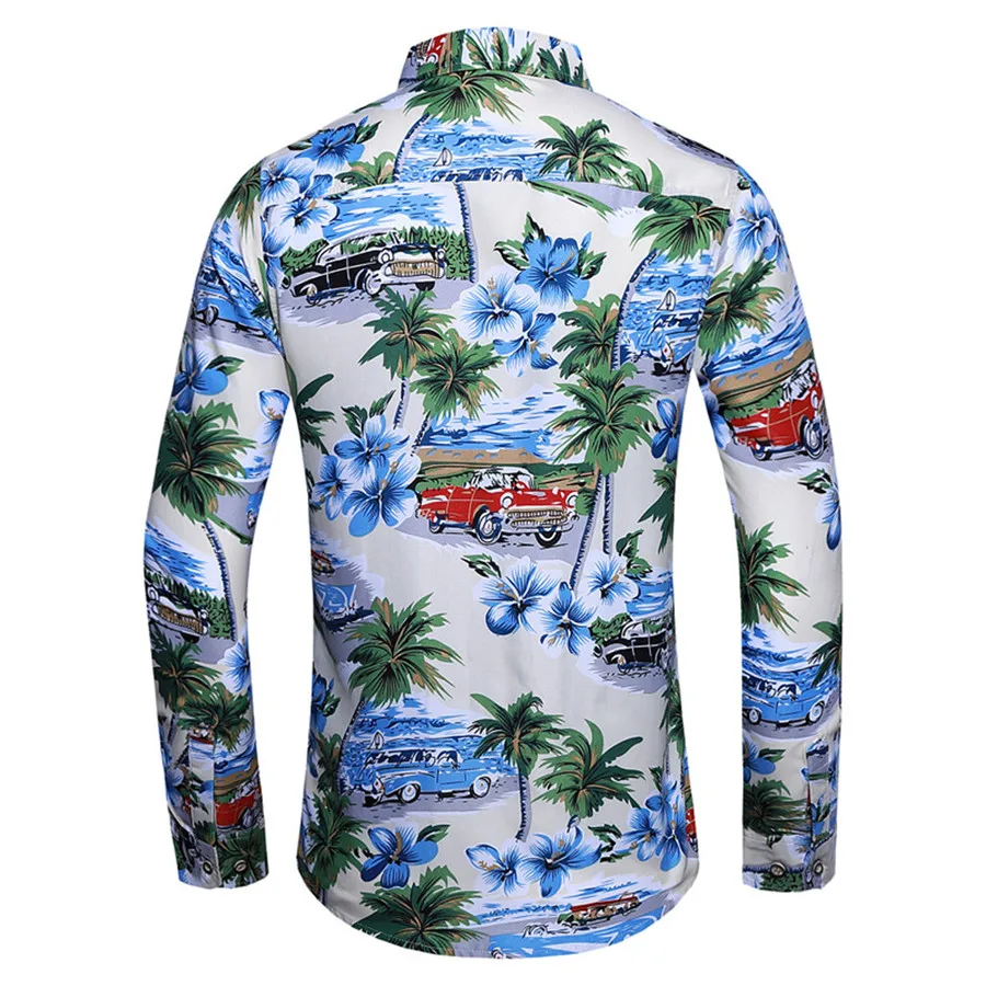 2019 men's casual cycling jersey retro Hawaiian style printed long-sleeved shirt comfortable riding sports shirt 40J15 (9)