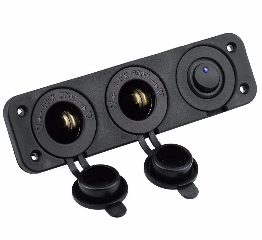 3 Socket Cigarette Lighter 12V Power Outlet Adapter Three hole Panel