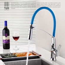 HPB new arrivals water tap pull out kitchen mixer tap for kitchen sink polished chrome black/blue faucet hot cold crane HP4119