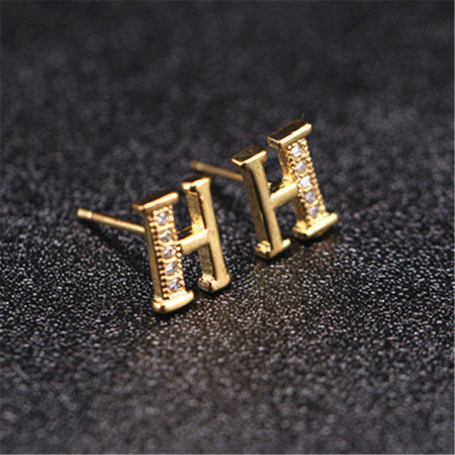 Letter Stud Earrings for Women Alphabet Gold Initial Earring Rhinestone Jewelry Small Earrings Letters Brinco Pendientes