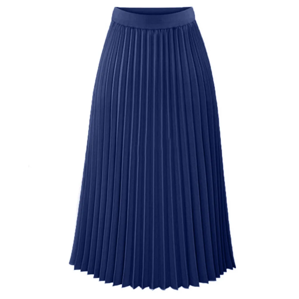 Женская юбка, женская летняя однотонная плиссированная элегантная юбка средней длины с эластичной резинкой на талии, Повседневная модная новинка, Прямая поставка M27