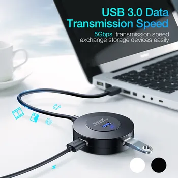

2020 New Arrival Slim Size Design USB3.0 SuperSpeed 4-Port 5Gbps Hub With ON/OFF Switch For Tablet Pc Accessories ноутбук планше