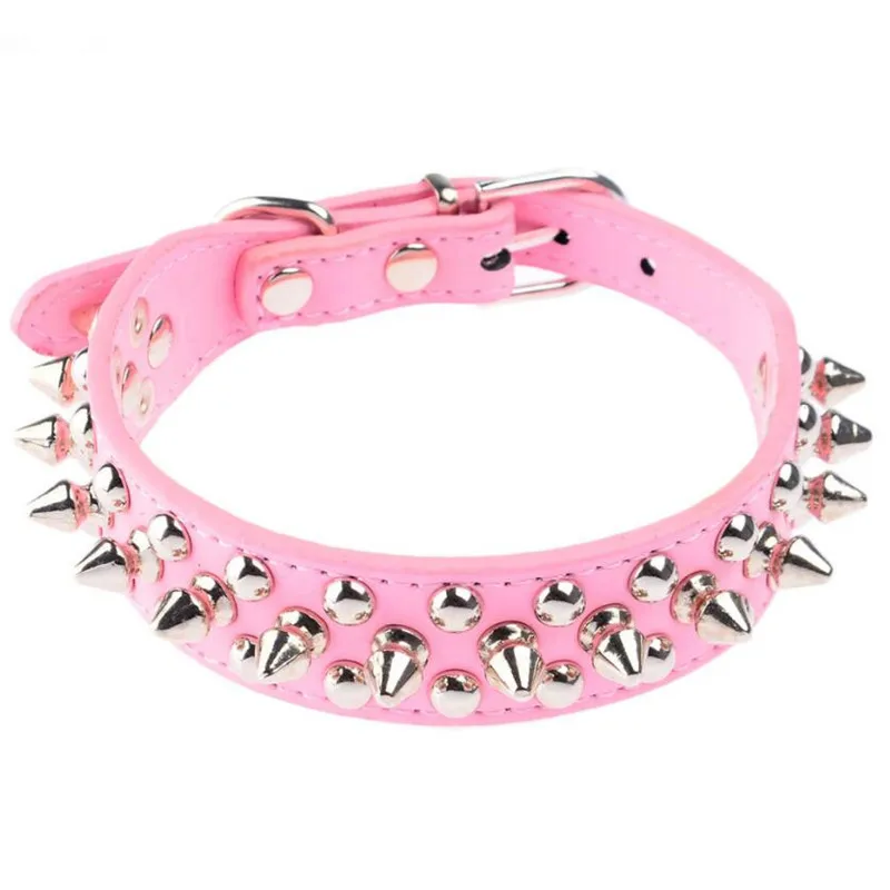 OnnPnnQ Punk Dog Collar Pet Collars Rivet Pu Leather XS S M Spike Studded Adjustable Collar For
