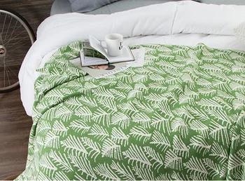 

Super Soft Plant Cotton Knitted Blankets Warm Cozy Sofa Bed Cover Throw Blanket Green Black Plaids Bedspread Bed Linen 130*180cm
